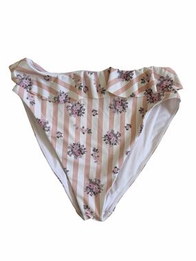 Show Me Your Mumu Pink and Cream Floral Ruffle Bikini Bottoms